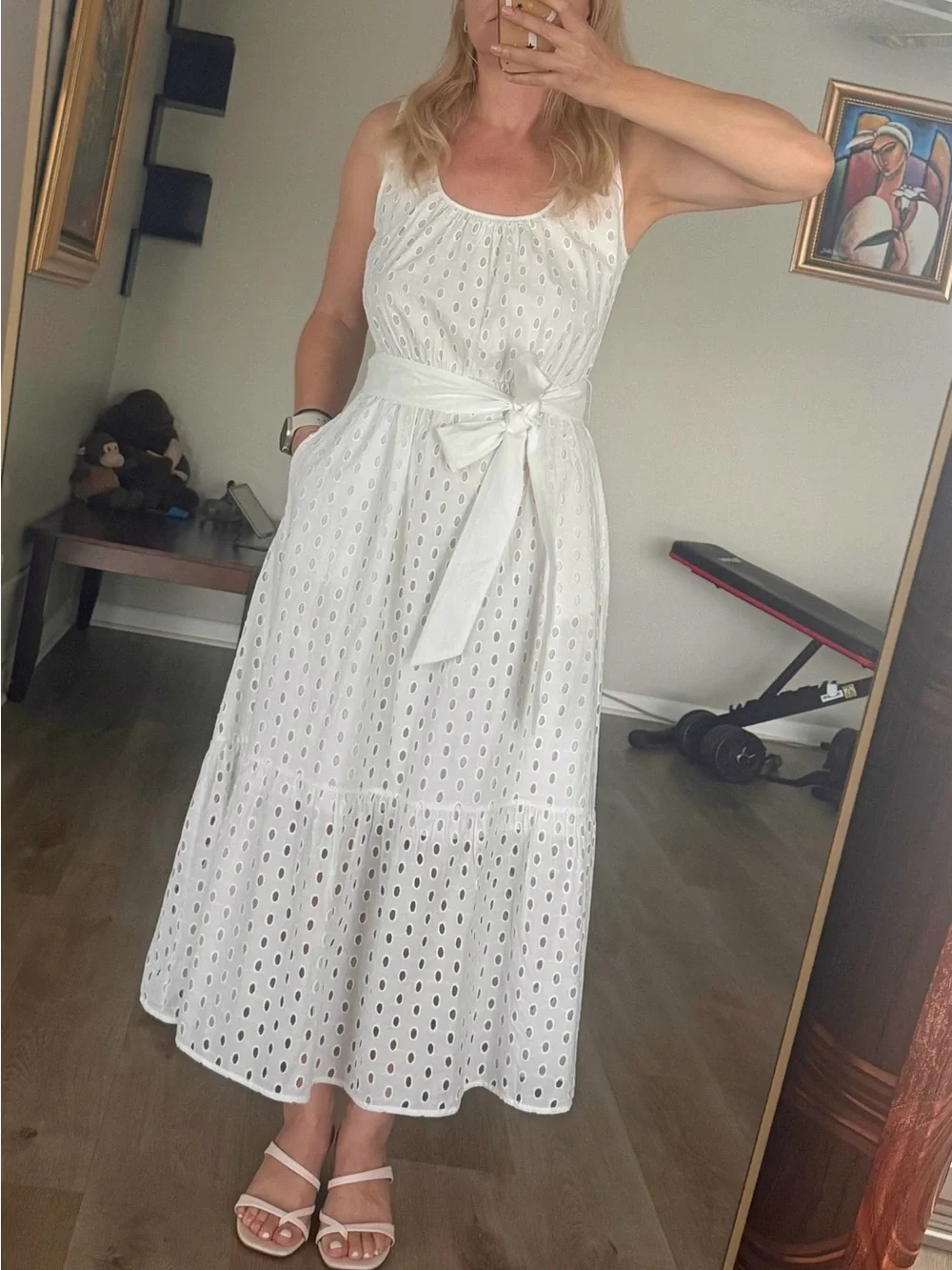 NWT J.Crew White Eyelet Belted Midi Maxi Dress Size 2 CU588